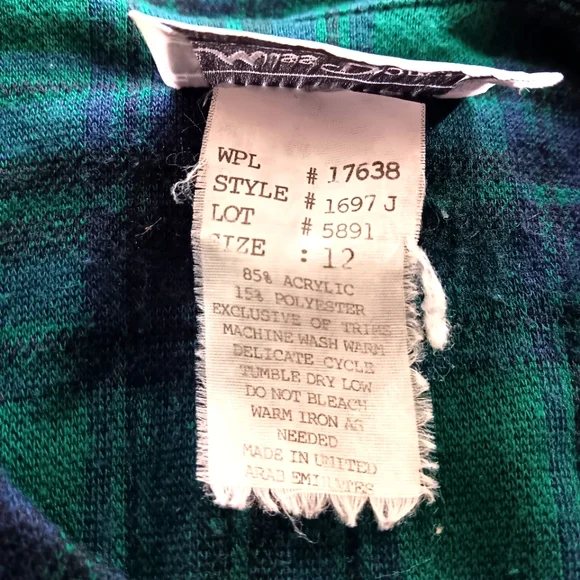 Vintage Miss Dorby tartan knit, button front, structured midi dress. Size 10. - Picture 12 of 12